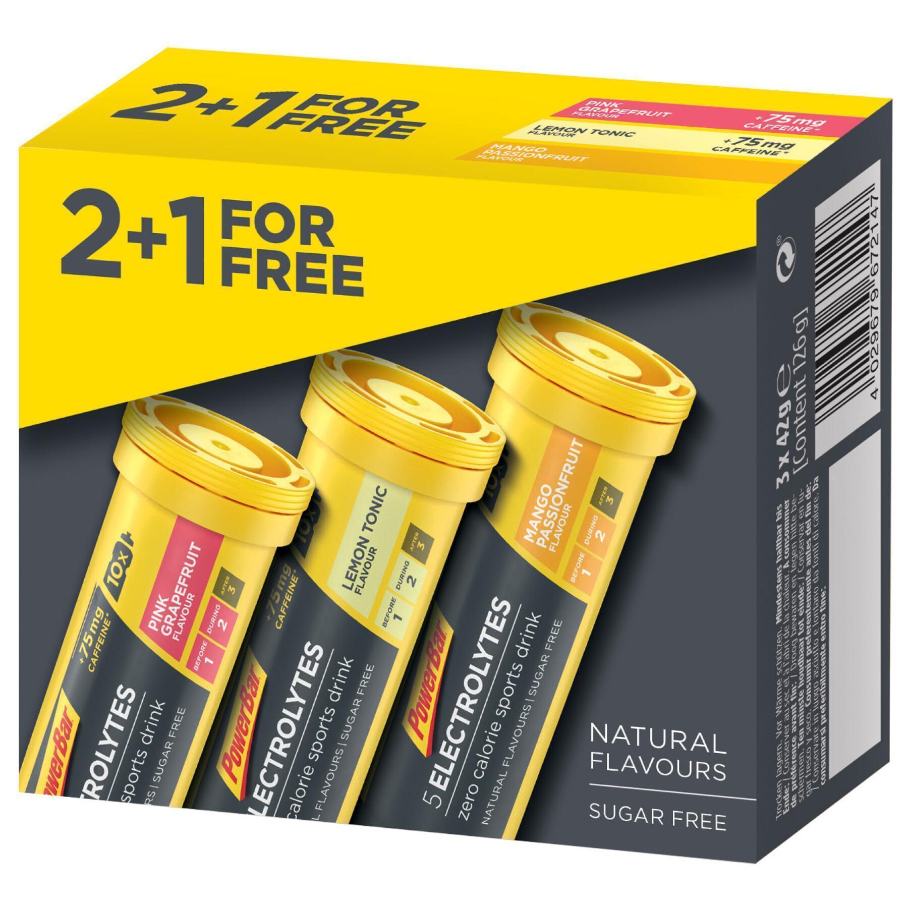 Drycker PowerBar 5 Electrolytes MultiPack 8 packs of 2+1x10 tabs Mixed : Mango-Passion Fruit+Pink Grapefruit+Lemon Tonic