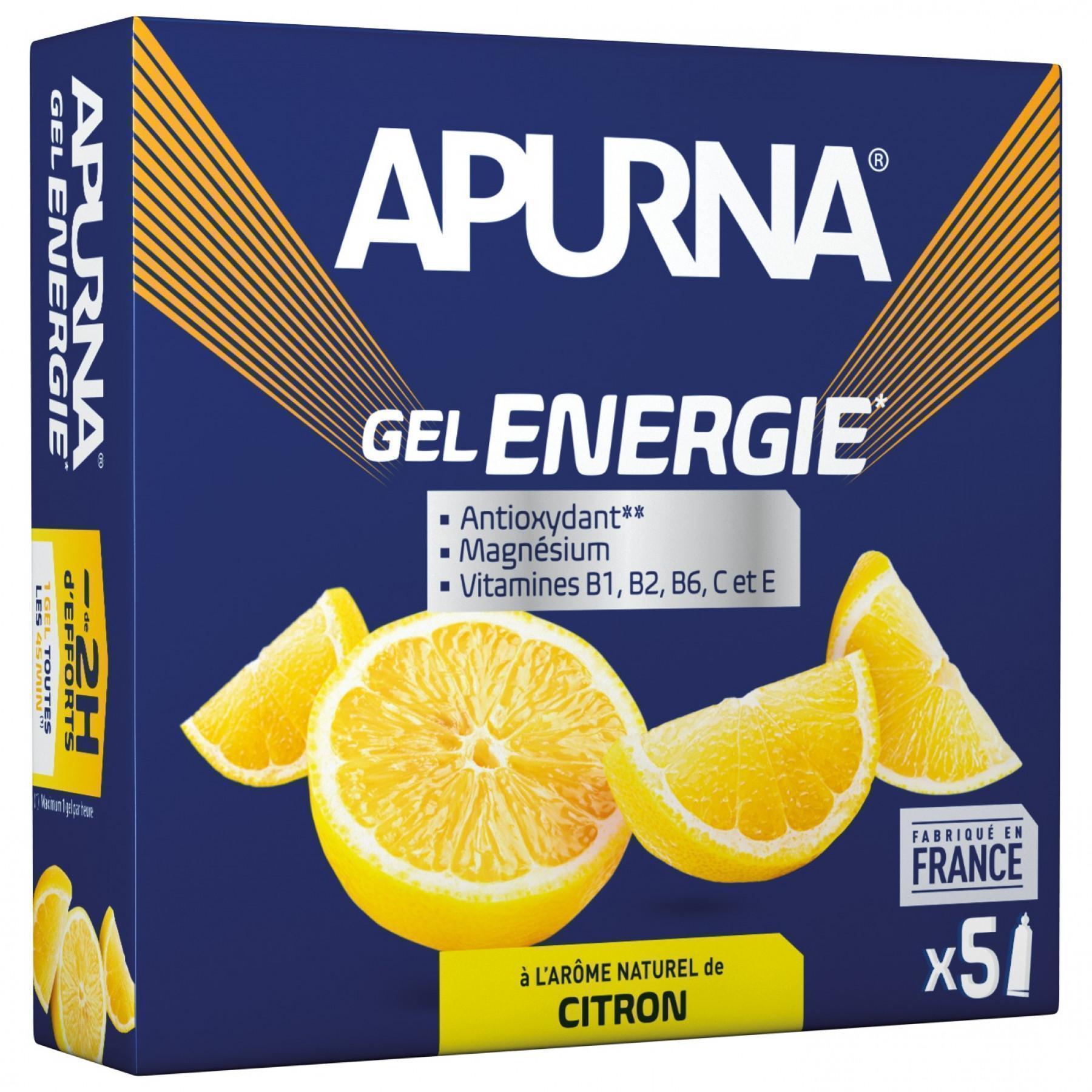 Förpackning med 5 geler Apurna Energie Citron - 35g