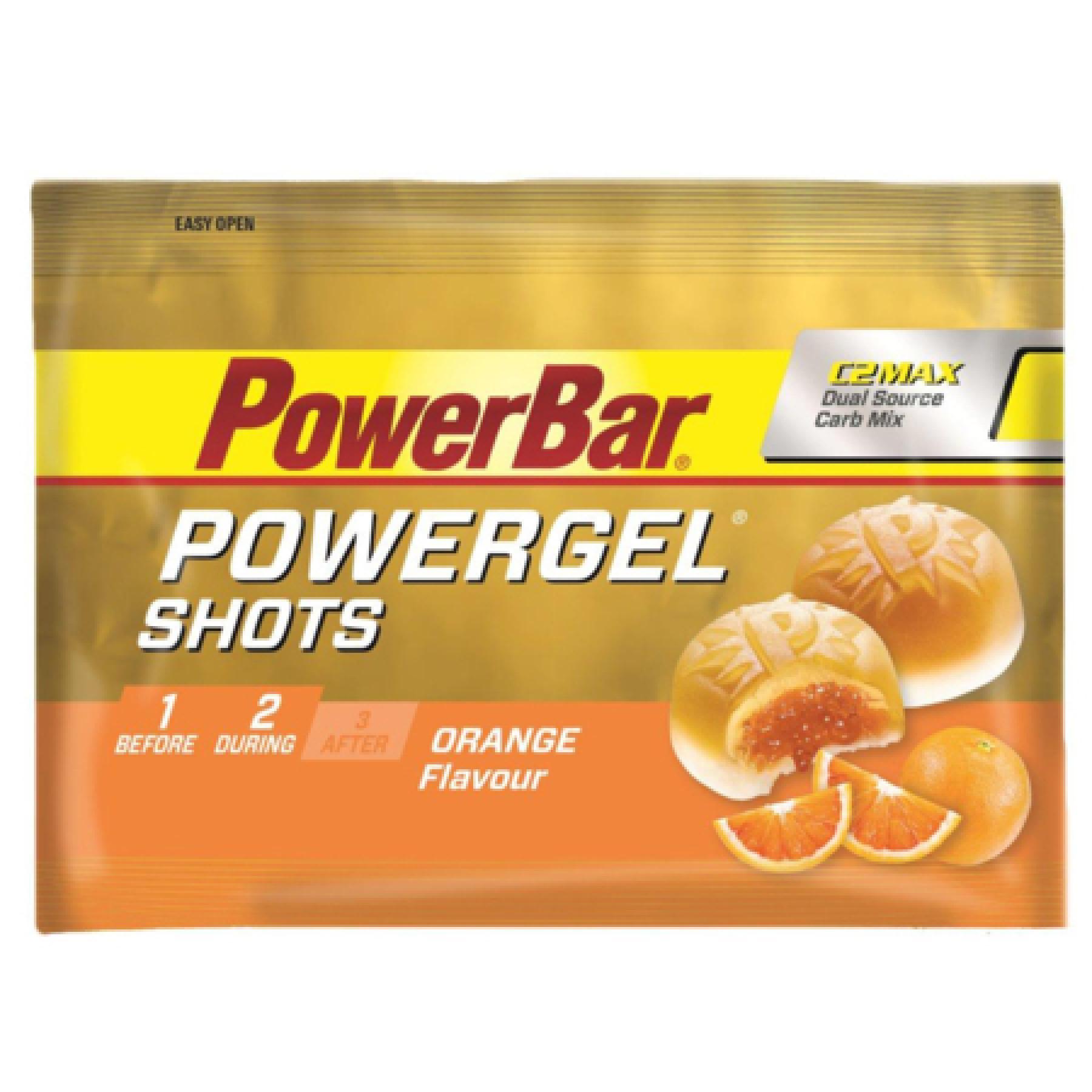 Förpackning med 16 powergel shots PowerBar - Orange