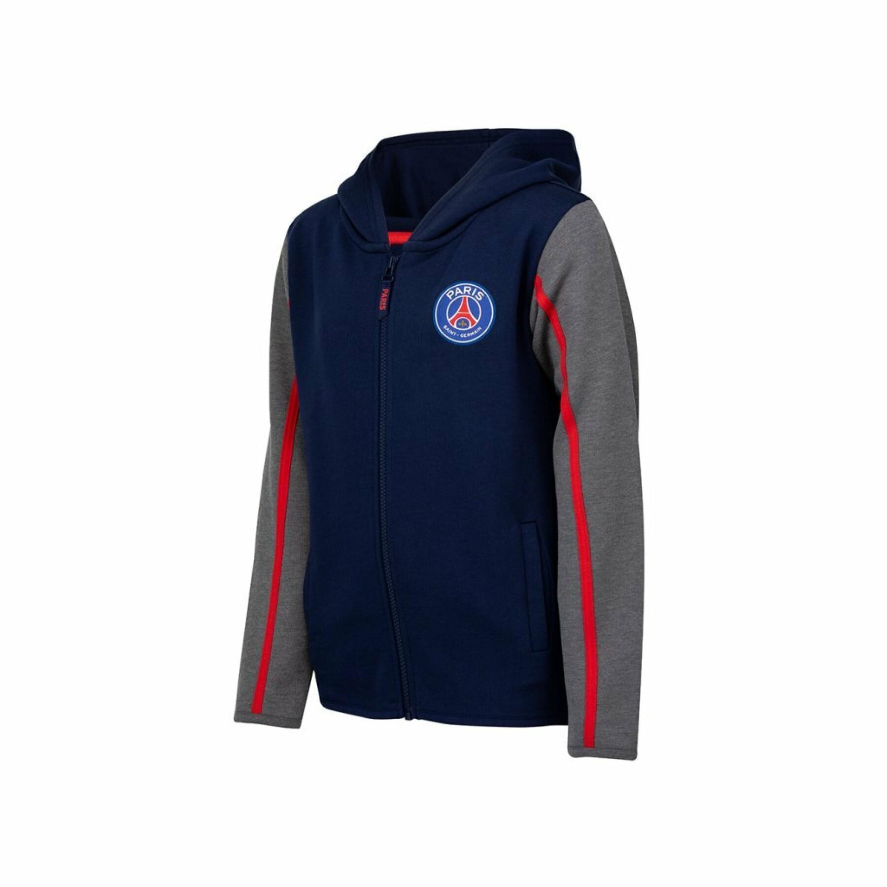 Sweatshirt med huva och dragkedja för barn PSG Logo Stripes 2022/23