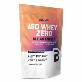 Förpackning med 10 proteinpåsar Biotech USA iso whey zero clear - Pasteque - 454g
