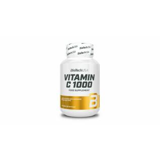 Förpackning med 12 burkar med c-vitamin Biotech USA 1000 bioflavonoïdes - 30 Comp