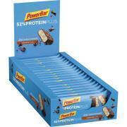 Förpackning med 20 bars PowerBar 52% ProteinPlus Low Sugar Chocolate Nut